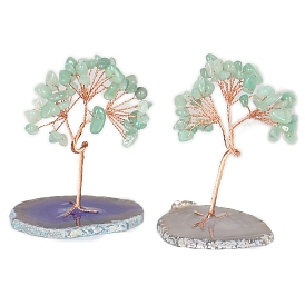 Natural Gemstone Chips Tree of Life Decorations, Copper Wire Feng Shui Energy Stone Gift for Home Office Desktop Decoration