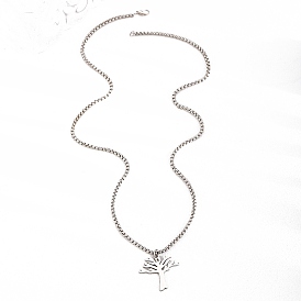 Подвеска из нержавеющей стали «дерево жизни» с цепочкой-коробкой для женщин и мужчин