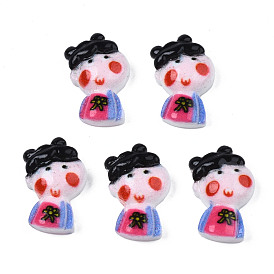 Spray Painted Opaque Resin Cabochons, Girl