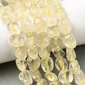 Нити из натуральных бусин лимонного кварца (обработанных нагреванием), самородки, упавший камень