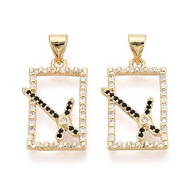 Латунные микро проложить кубического циркония подвески, прямоугольник амулеты