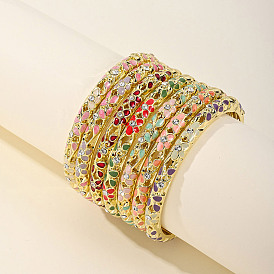 Fashionable Casual Retro Alloy Enamel Hinged Bangles for Women