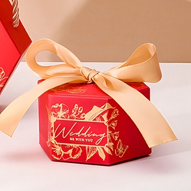 Cajas de dulces de cartón plegables, caja para envolver regalos de boda, con mango