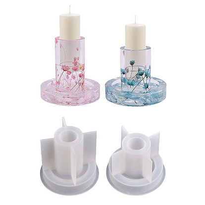 Moules en silicone pour bougeoir rond bricolage, moules de coulée de plâtre de ciment de résine
