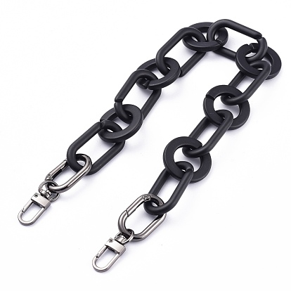 Opaque Spray Painted Acrylic Chains Bag Handles, with Zinc Alloy Key Clasps & Swivel Clasps, for Bag Straps Replacement Accessories