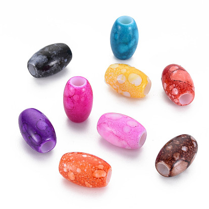Baking Paint Opaque Acrylic European Beads, Large Hole Beads, Barrel