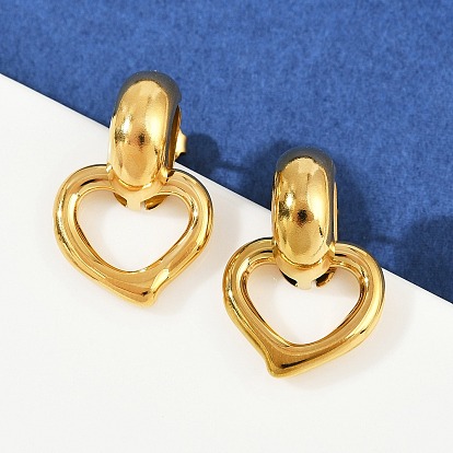 304 серьги-гвоздики в форме сердца из нержавеющей стали