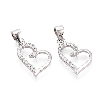 925 подвески из стерлингового серебра с прозрачным микропаве и цирконием, подвески в форме сердца с печатью 925, родий