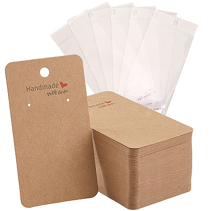 Картонных карт дисплей серьги, прямоугольные, с мешками целлофана opp