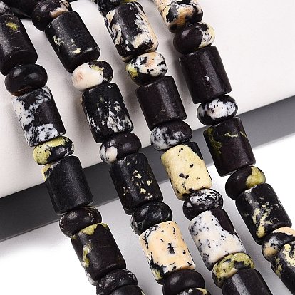 Natural Yellow Turquoise(Jasper) Beads Strands, Barrel & Rondelle