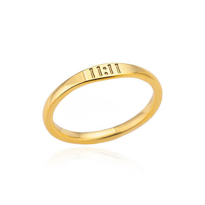 Stainless Steel Ring with Simple Number Design - Angel Digital Ring