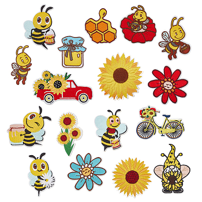 18Нашивки из полиэстера с компьютерной вышивкой в виде пчел и подсолнухов, которые можно пришивать или приклеивать утюгом., аксессуары для костюма, аппликация