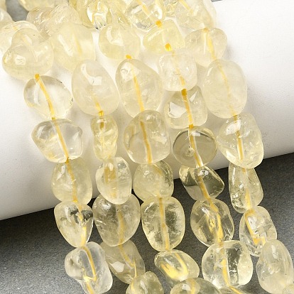 Нити из натуральных бусин лимонного кварца (обработанных нагреванием), самородки, упавший камень