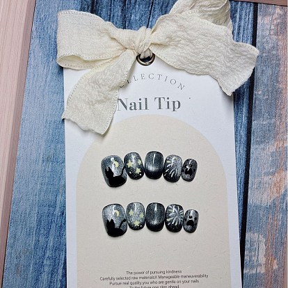 Пластиковые накладные ногти со звездным узором, пресс с полным покрытием на накладных ногтях, нейл-арт съемный маникюр, аксессуары для украшения ногтей для практики маникюра