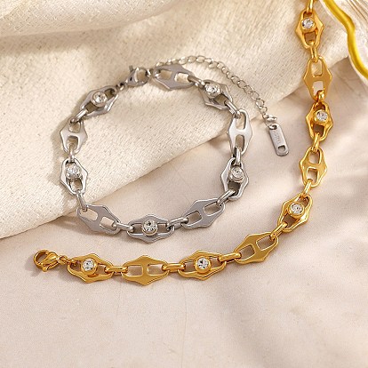 304 браслеты-цепочки из нержавеющей стали с микро-паве из кубического циркония для женщин, ромб