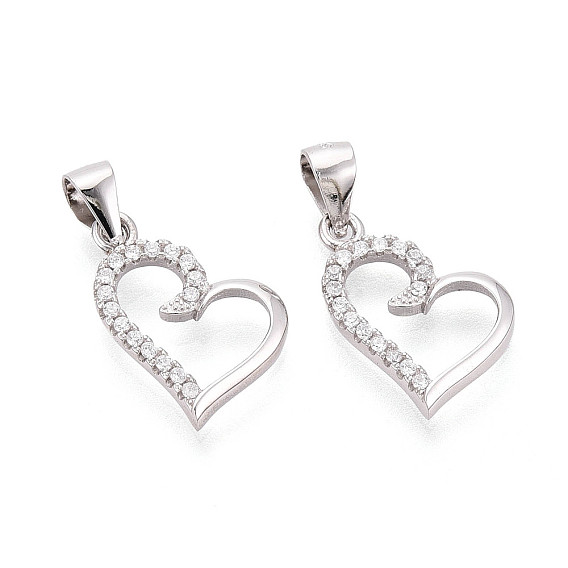 925 подвески из стерлингового серебра с прозрачным микропаве и цирконием, подвески в форме сердца с печатью 925, родий