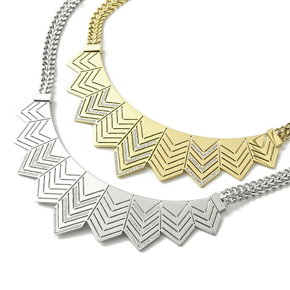 304 нагрудник из нержавеющей стали ожерелья, ожерелья со стрелками из кубического циркония