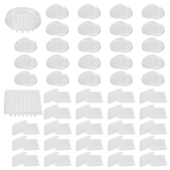 48шт. 2 виды прозрачных пластиковых противоскользящих накладок на ножки мебели, квадратный/плоский круглый