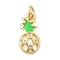 Подвески из латуни с прозрачным фианитом, с эмалью, без свинца и без кадмия, долговечный, ананасовые прелести