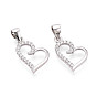 925 подвески из стерлингового серебра с прозрачным микропаве и цирконием, подвески в форме сердца с печатью 925, родий