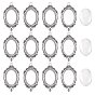 100 Pcs DIY Oval Pendant Making Kits, Including Alloy Pendant Cabochon Bezel Open Back Settings and Transparent Glass Cabochons