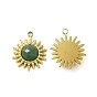 Natural Gemstone Pendants, Faceted Sun Charms, with Vacuum Plating Real 18K Gold Plated 201 Stainless Steel Findings