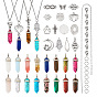 Набор для самостоятельного изготовления ожерелья-подвески из натуральных и синтетических драгоценных камней, включая подвески из сплава «собачья лапа», «сова» и «хамса», а также подвески из сплава «бабочка», разъемы из латунных звеньев и кабельные цепи