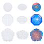 Cup Mat Silicone Molds Sets, Resin Casting Molds, For UV Resin, Epoxy Resin Craft Making, Flat Round & Sakura & Octagon
