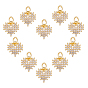 10Pcs Brass Micro Pave Clear Cubic Zirconia Charms, Nickel Free, Heart