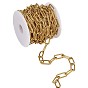 Ion Plating(IP) 304 Stainless Steel Paperclip Chains, Drawn Elongated Cable Chains, Unwelded, with Spool