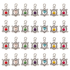 Сделай сам 50шт. старинные посеребренные сплавы синтетическая бирюза подвески, черепаховый шарм, окрашенные