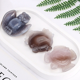 Natural Gray Agate Carved Figurines, for Home Desktop Decoration