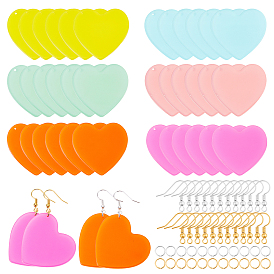 36Pcs 6 Colors Cellulose Acetate(Resin) Pendants, 72Pcs 2 Colors Brass Earring Hooks and 72Pcs 2 Colors Jump Rings, for Nbeads DIY Kits