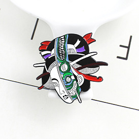 Japanese Geisha Halloween Funny Avatar Creative Design Brooch Badge Fashionable Pin