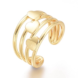 Латунь манжеты кольца, открытые кольца, широкая полоса кольца, толстые кольца, долговечный, сердце