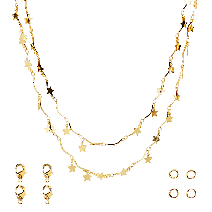 Ювелирные комплекты diy, с запаянными латунными зубчатыми стержневыми цепями, латунные застежки-клешни и открытые прыжковые кольца, без свинца и без кадмия, звезда