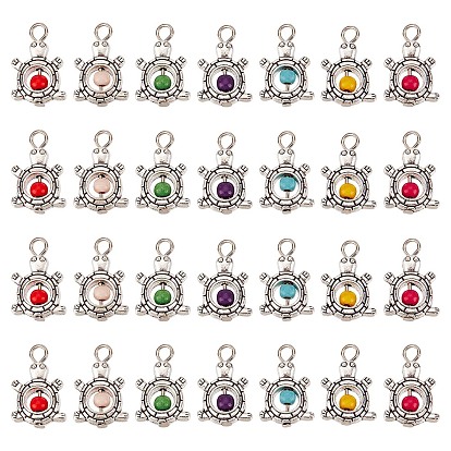 Сделай сам 50шт. старинные посеребренные сплавы синтетическая бирюза подвески, черепаховый шарм, окрашенные