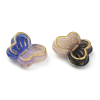 Opaque Resin Cabochons, Golden Metal Enlaced, Butterfly