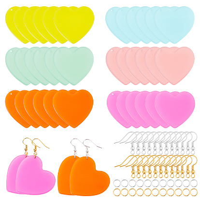 36 piezas 6 colores colgantes de acetato de celulosa (resina), 72 piezas 2 colores ganchos de latón para pendientes y 72 piezas 2 anillos de salto de colores, para kits de bricolaje