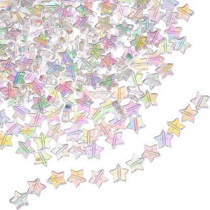 Eco-Friendly Transparent Acrylic Beads, AB Color Style, Star