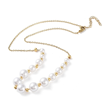 Collier de perles graduées en perles de plastique, avec 304 chaînes de câble en acier inoxydable