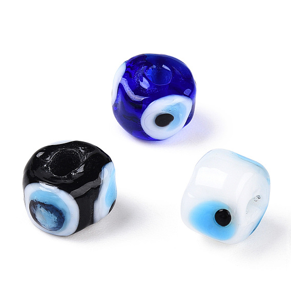 Handmad Lampwork Beads, Rondelle with Evil Eye