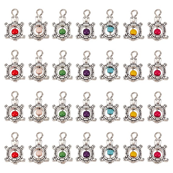 Сделай сам 50шт. старинные посеребренные сплавы синтетическая бирюза подвески, черепаховый шарм, окрашенные