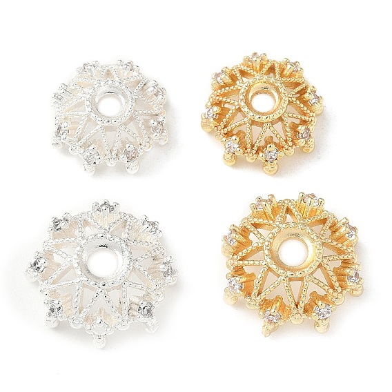 Колпачки для бусин из прозрачного кубического циркония с микропаве из латуни, долговечный