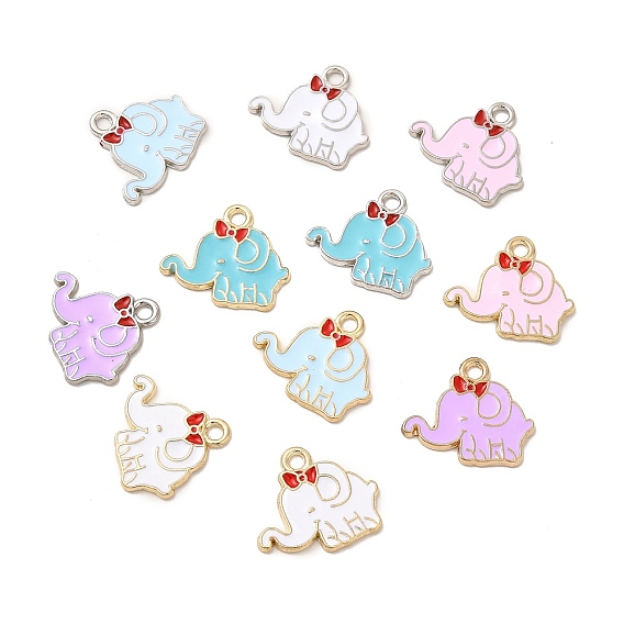 Подвески из эмали и сплава, очарование слона, разноцветные