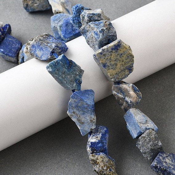 Нитки бусины из натурального ляписа-лазури, грубый необработанный камень, самородки
