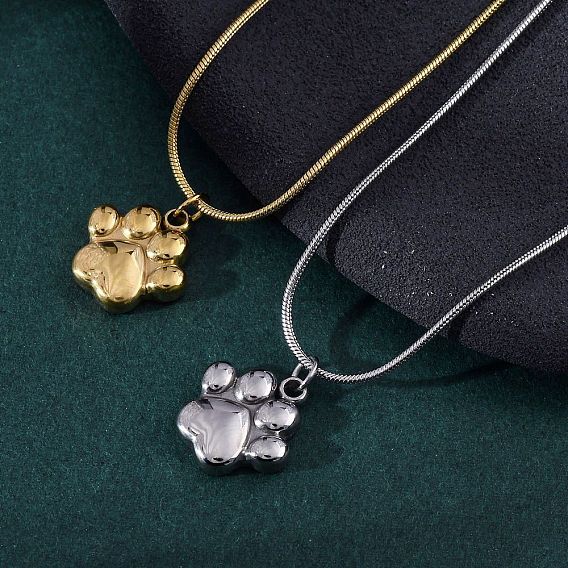 304 ожерелья из нержавеющей стали с отпечатком собачьей лапки для женщин, вакуумное покрытие pvd