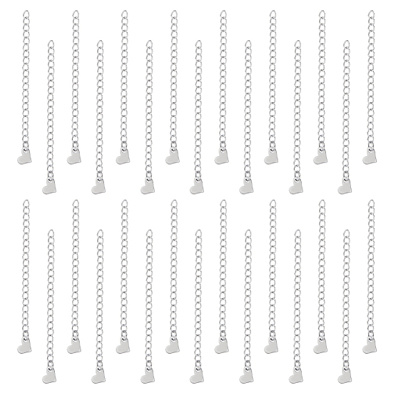 30шт 304 удлинитель цепи из нержавеющей стали, концевые цепи с вкладками в форме сердца