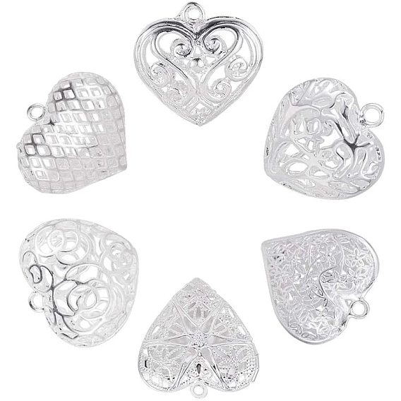 Brass Filigree Heart Pendants