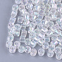 Glass Bugle Beads, Transparent Colours Rainbow, Round Hole
